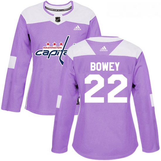 Womens Adidas Washington Capitals 22 Madison Bowey Authentic Purple Fights Cancer Practice NHL Jerse