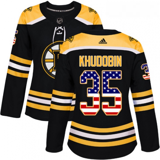 Womens Adidas Boston Bruins 35 Anton Khudobin Authentic Black US