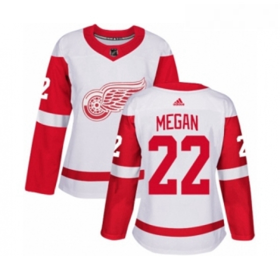 Womens Adidas Detroit Red Wings 22 Wade Megan Authentic White Away NHL Jersey