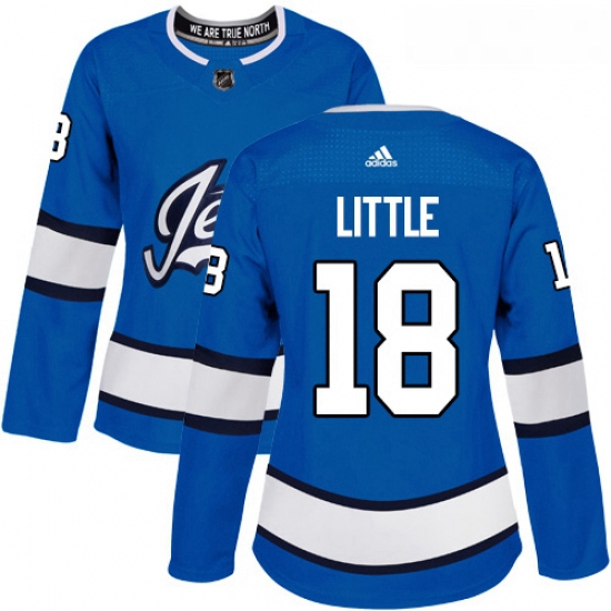 Womens Adidas Winnipeg Jets 18 Bryan Little Authentic Blue Alter
