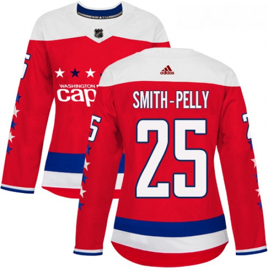 Womens Adidas Washington Capitals 25 Devante Smith Pelly Authentic Red Alternate NHL Jersey