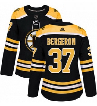 Womens Adidas Boston Bruins 37 Patrice Bergeron Authentic Black Home NHL Jersey