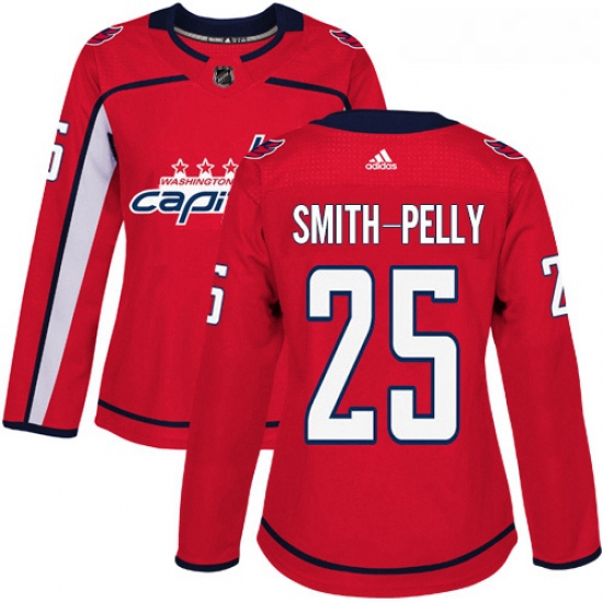 Womens Adidas Washington Capitals 25 Devante Smith Pelly Authentic Red Home NHL Jersey