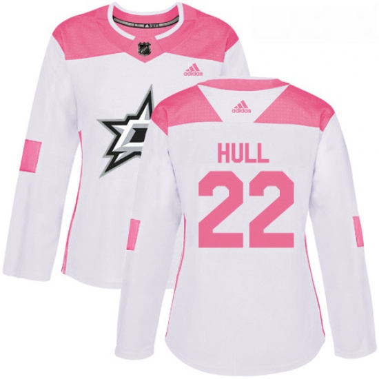 Womens Adidas Dallas Stars 22 Brett Hull Authentic WhitePink Fas