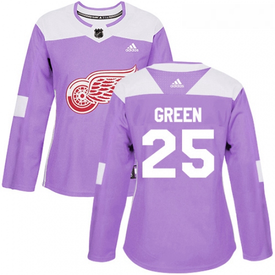 Womens Adidas Detroit Red Wings 25 Mike Green Authentic Purple Fights Cancer Practice NHL Jersey