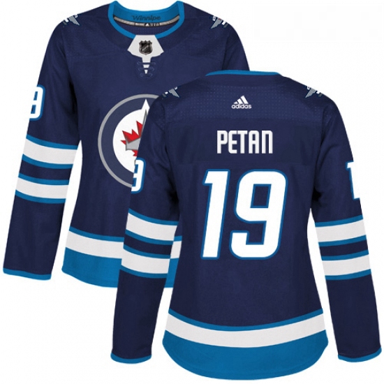 Womens Adidas Winnipeg Jets 19 Nic Petan Authentic Navy Blue Home NHL Jersey