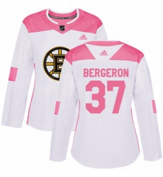 Womens Adidas Boston Bruins 37 Patrice Bergeron Authentic WhiteP