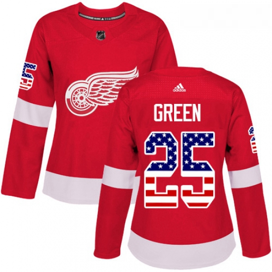 Womens Adidas Detroit Red Wings 25 Mike Green Authentic Red USA 