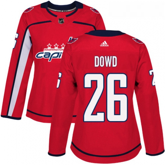 Womens Adidas Washington Capitals 26 Nic Dowd Authentic Red Home NHL Jersey