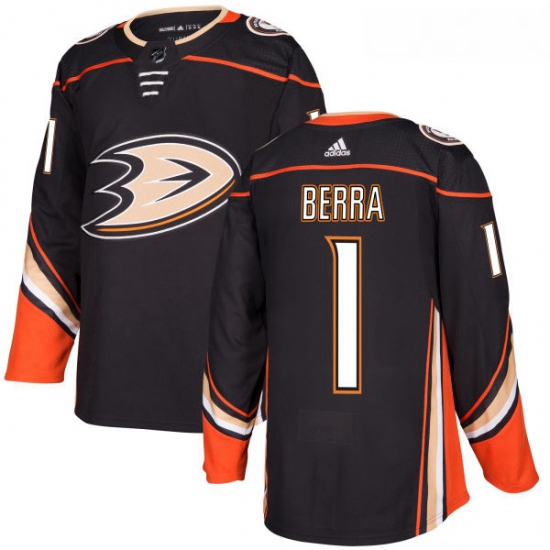 Youth Adidas Anaheim Ducks 1 Reto Berra Authentic Black Home NHL Jersey