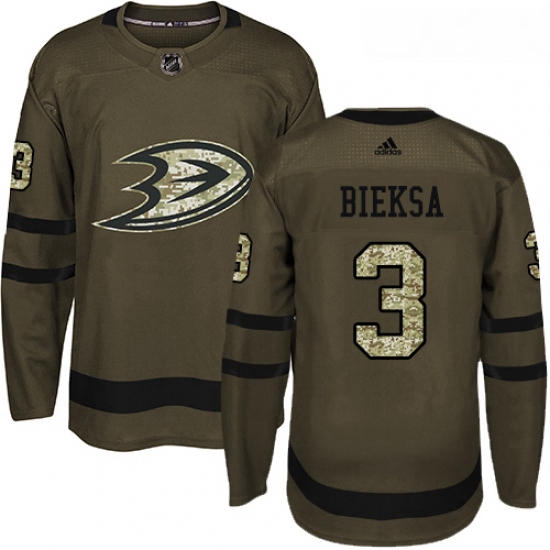 Youth Adidas Anaheim Ducks 3 Kevin Bieksa Authentic Green Salute to Service NHL Jersey