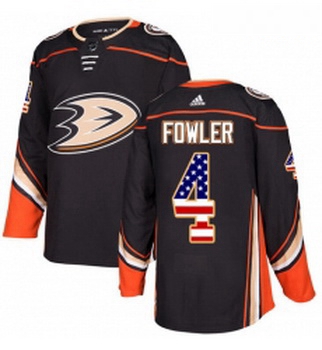 Youth Adidas Anaheim Ducks 4 Cam Fowler Authentic Black USA Flag Fashion NHL Jersey