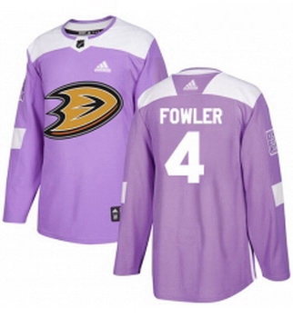 Youth Adidas Anaheim Ducks 4 Cam Fowler Authentic Purple Fights Cancer Practice NHL Jersey