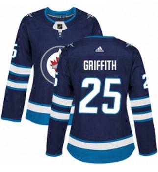 Womens Adidas Winnipeg Jets 25 Seth Griffith Authentic Navy Blue Home NHL Jersey