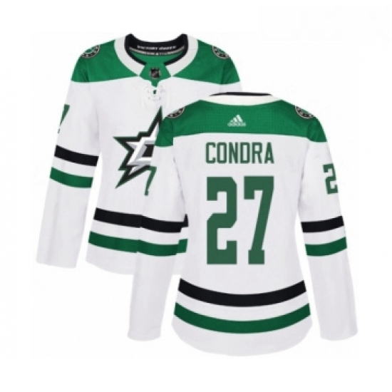 Womens Adidas Dallas Stars 27 Erik Condra Authentic White Away NHL Jersey