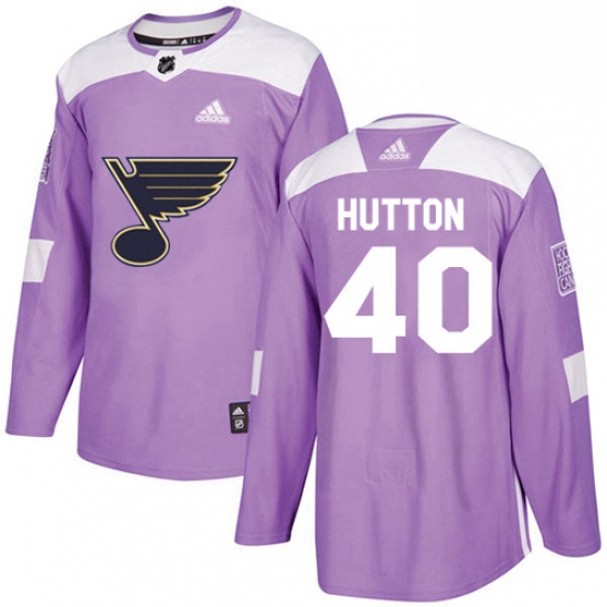 Mens Adidas St Louis Blues 40 Carter Hutton Authentic Purple Fig