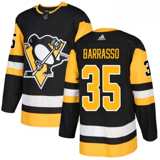 Mens Adidas Pittsburgh Penguins 35 Tom Barrasso Premier Black Home NHL Jersey