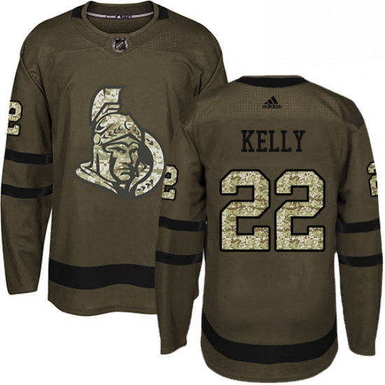 Mens Adidas Ottawa Senators 22 Chris Kelly Authentic Green Salute to Service NHL Jersey