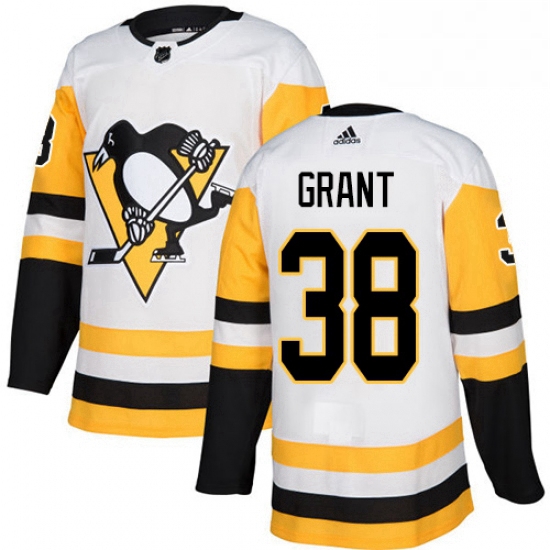 Mens Adidas Pittsburgh Penguins 38 Derek Grant Authentic White Away NHL Jersey