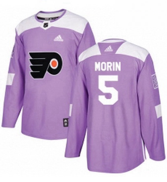 Mens Adidas Philadelphia Flyers 5 Samuel Morin Authentic Purple Fights Cancer Practice NHL Jersey