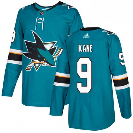 Mens Adidas San Jose Sharks 9 Evander Kane Authentic Teal Green 