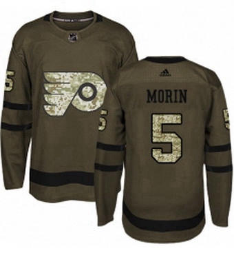 Mens Adidas Philadelphia Flyers 5 Samuel Morin Premier Green Salute to Service NHL Jersey