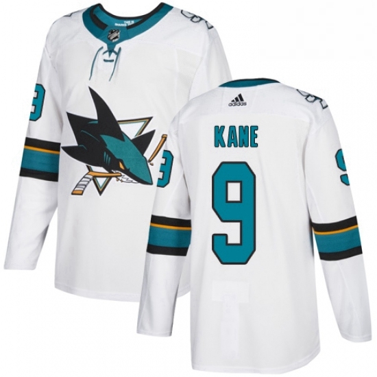 Mens Adidas San Jose Sharks 9 Evander Kane Authentic White Away 