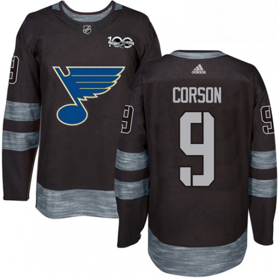 Mens Adidas St Louis Blues 9 Shayne Corson Authentic Black 1917 