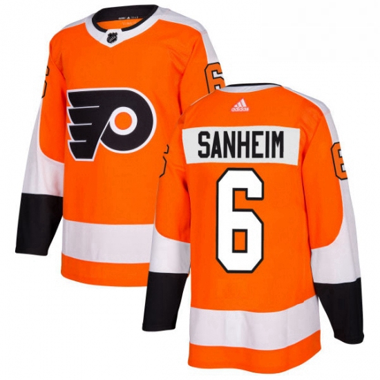 Mens Adidas Philadelphia Flyers 6 Travis Sanheim Premier Orange Home NHL Jersey