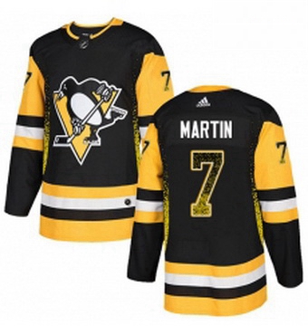 Mens Adidas Pittsburgh Penguins 7 Paul Martin Authentic Black Drift Fashion NHL Jersey