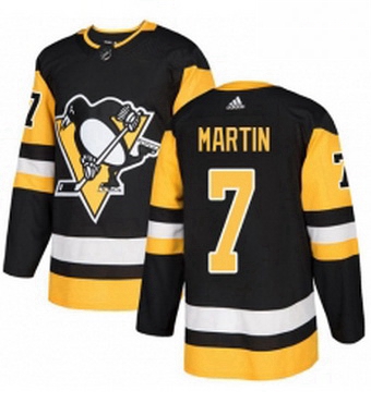 Mens Adidas Pittsburgh Penguins 7 Paul Martin Authentic Black Home NHL Jersey