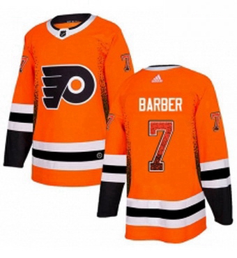 Mens Adidas Philadelphia Flyers 7 Bill Barber Authentic Orange Drift Fashion NHL Jersey