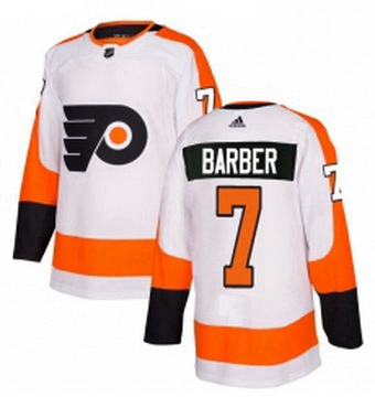 Mens Adidas Philadelphia Flyers 7 Bill Barber Authentic White Away NHL Jersey