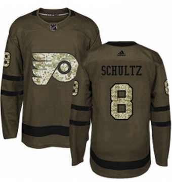 Mens Adidas Philadelphia Flyers 8 Dave Schultz Authentic Green Salute to Service NHL Jersey