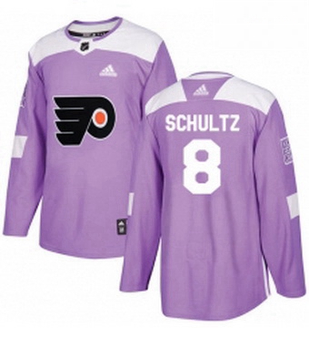 Mens Adidas Philadelphia Flyers 8 Dave Schultz Authentic Purple Fights Cancer Practice NHL Jersey