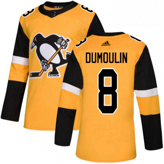 Mens Adidas Pittsburgh Penguins 8 Brian Dumoulin Premier Gold Alternate NHL Jersey