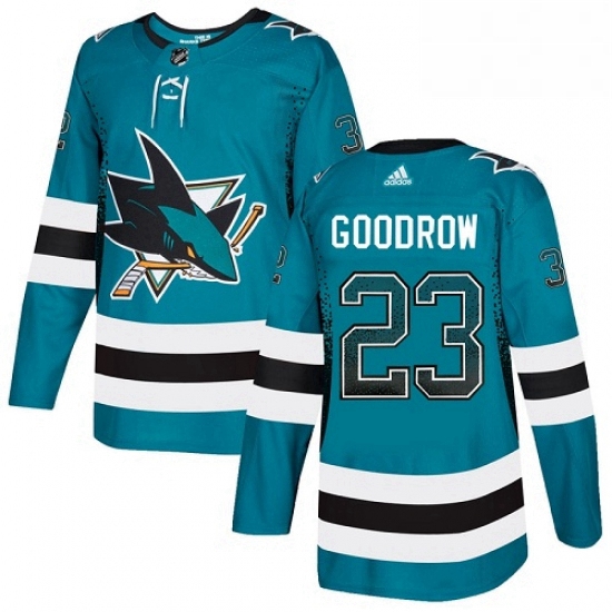 Mens Adidas San Jose Sharks 23 Barclay Goodrow Authentic Teal Drift Fashion NHL Jersey