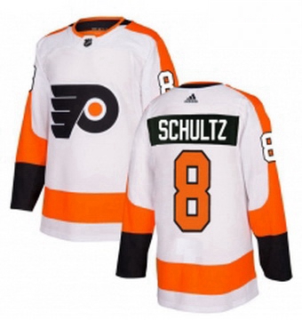 Mens Adidas Philadelphia Flyers 8 Dave Schultz Authentic White Away NHL Jersey