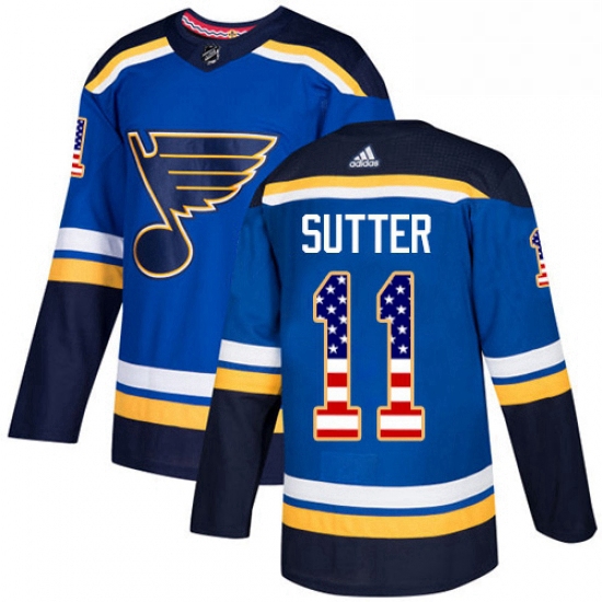 Mens Adidas St Louis Blues 11 Brian Sutter Authentic Blue USA Fl