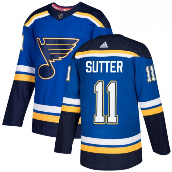 Mens Adidas St Louis Blues 11 Brian Sutter Authentic Royal Blue Home NHL Jersey