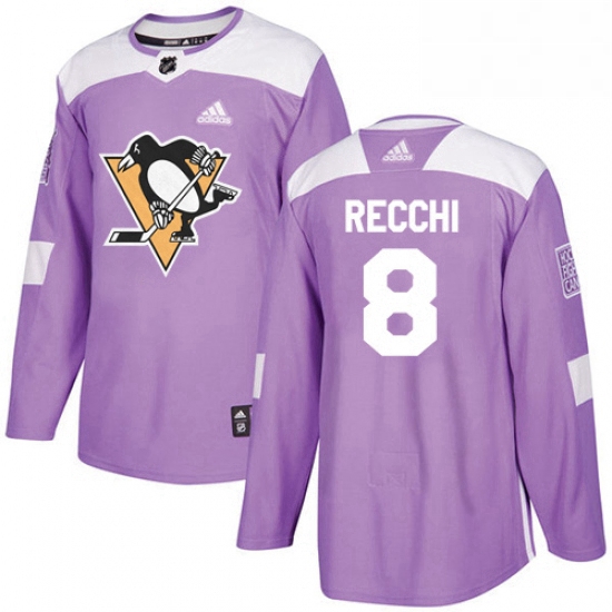Mens Adidas Pittsburgh Penguins 8 Mark Recchi Authentic Purple F