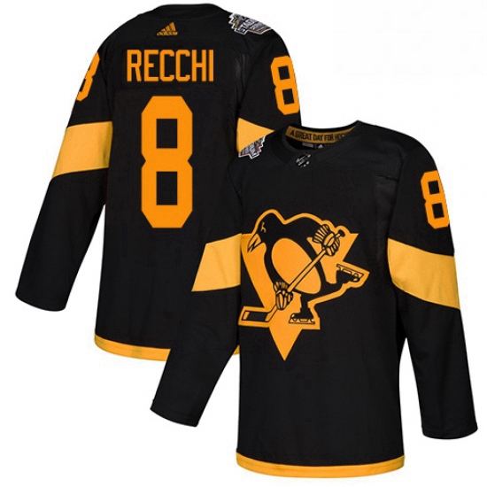 Mens Adidas Pittsburgh Penguins 8 Mark Recchi Black Authentic 2019 Stadium Series Stitched NHL Jerse