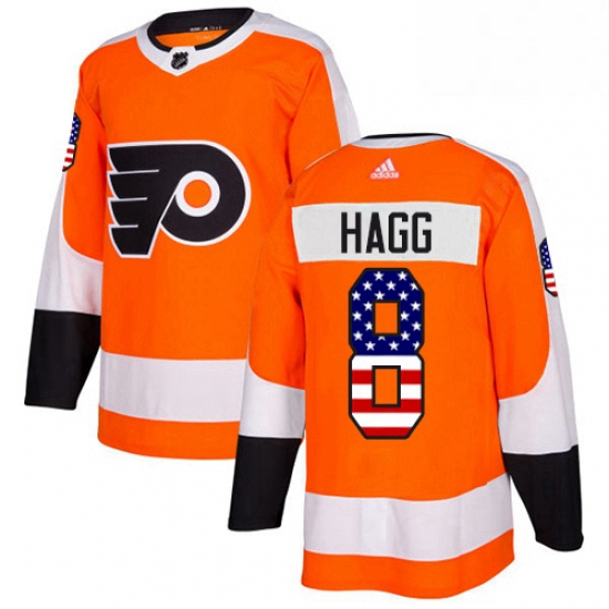 Mens Adidas Philadelphia Flyers 8 Robert Hagg Authentic Orange USA Flag Fashion NHL Jersey