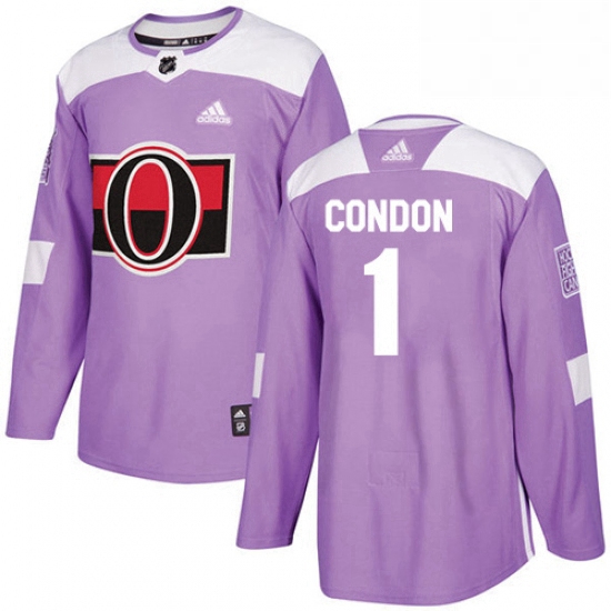 Mens Adidas Ottawa Senators 1 Mike Condon Authentic Purple Fight