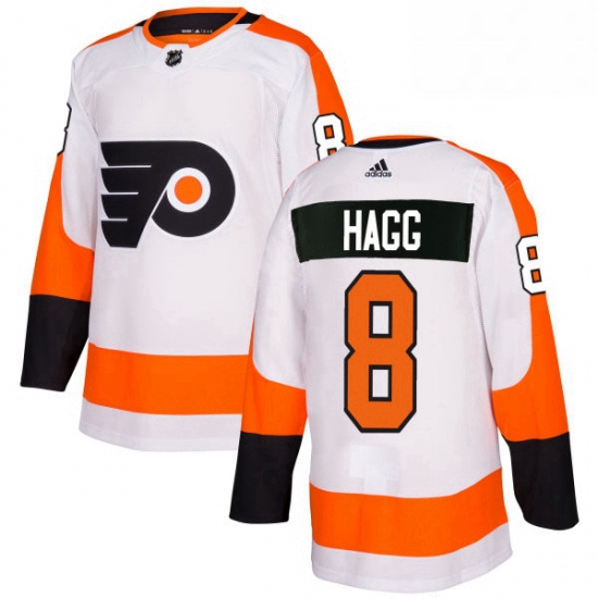 Mens Adidas Philadelphia Flyers 8 Robert Hagg Authentic White Away NHL Jersey