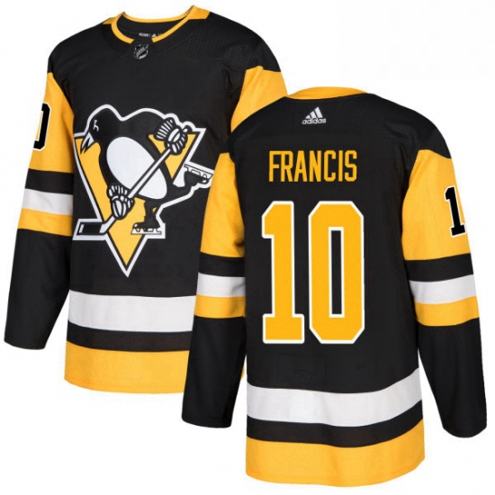 Mens Adidas Pittsburgh Penguins 10 Ron Francis Authentic Black Home NHL Jersey