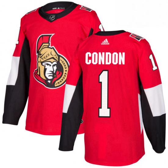 Mens Adidas Ottawa Senators 1 Mike Condon Authentic Red Home NHL