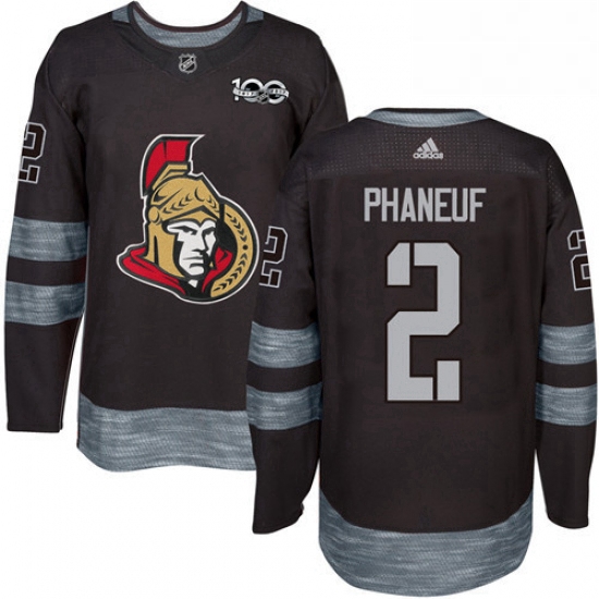 Mens Adidas Ottawa Senators 2 Dion Phaneuf Authentic Black 1917 2017 100th Anniversary NHL Jersey