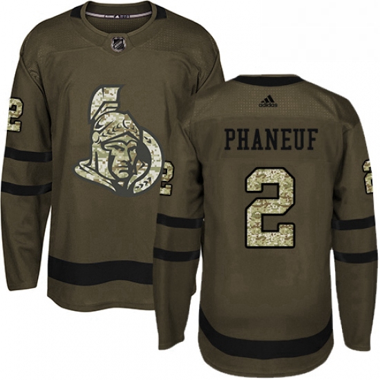 Mens Adidas Ottawa Senators 2 Dion Phaneuf Authentic Green Salute to Service NHL Jersey