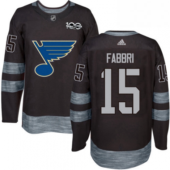 Mens Adidas St Louis Blues 15 Robby Fabbri Authentic Black 1917 2017 100th Anniversary NHL Jersey